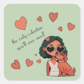Dog Valentijn Vierkante Sticker (Voorkant)