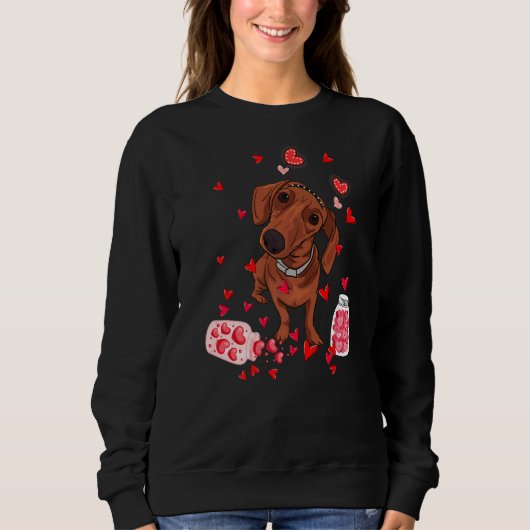Dog Valentine Cute Dachshund Valentine's Day Trui (Voorkant)