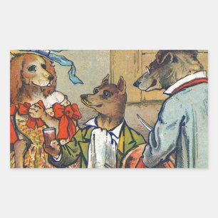 Dog Victoriaans Dinner Dress Doggy Rechthoekige Sticker