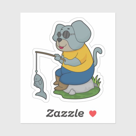 Dog Vist Fisher Finshing Sticker (Vel)