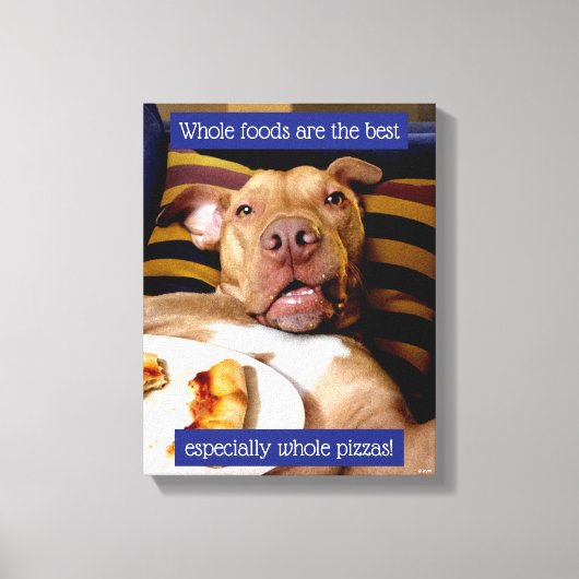 Dog vol met Pizza Canvas Afdruk (Voorkant)