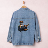 Dog voor doos in een zak denim jacket (Hangar)
