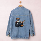 Dog voor doos in een zak denim jacket (Hangar)
