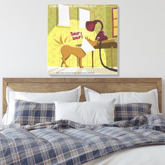 Dog W/E-Collar Sniffing Lamp Funny Canvas Afdrukke (Insitu (Slaapkamer))