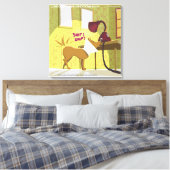Dog W/E-Collar Sniffing Lamp Funny Canvas Afdrukke Afdruk (Insitu (Slaapkamer))