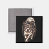 Dog Waking Professional Dog Walker Hat Graphic  Magneet (Voorkant / Achterkant)