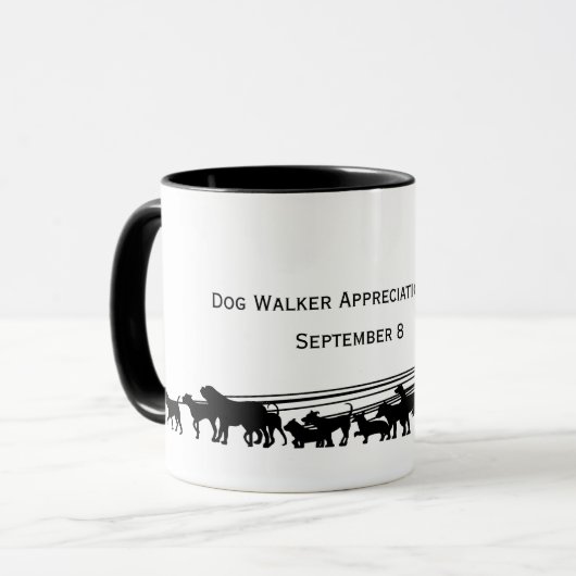 Dog Walker Appreciation Day Silhouette Mok (Voorkant links)