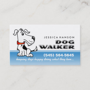 Dog Walker Custom Blue & White Visitekaartje