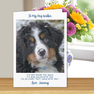 Dog Walker Dank u - Blue Pet Photo Schattige Dog Bedankkaart