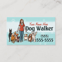 Dog Walker Dog Walking Training Vrouw Promo Card