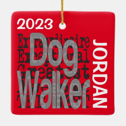 Dog Walker Extraordinaire CUSTOM Keramisch Ornament (Achterkant)