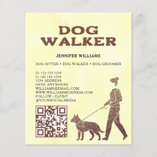 Dog Walker Faux Gold Glitter QR Code Huisdieren Di Flyer