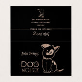 Dog Walker Gold Glitter Visitekaartjes (Buitenkant ongevouwen)