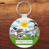 Dog Walker, Hondenliefhebber - Vrouw Cartoon Sleutelhanger (Voorkant)