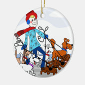 Dog walker keramisch ornament (Links)