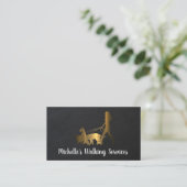 Dog Walker Logo | Goud metaal | Leder Visitekaartje (Staand voorkant)