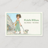 Dog Walker | oppas | Girl Walking Dog Visitekaartje (Voorkant)