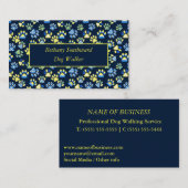 Dog Walker Paws Navy Geel Visitekaartje (Voorkant / Achterkant)