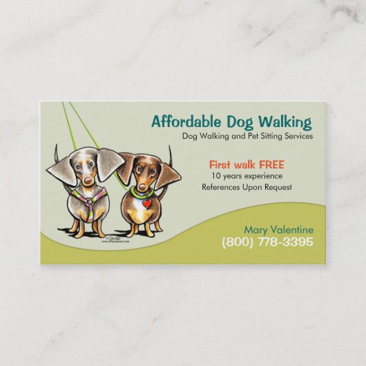 Dog Walker Pet Business Dachshunds Visitekaartje (Voorkant)