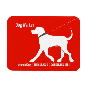 Dog Walker Pet Business Lab Modern Red Magneet