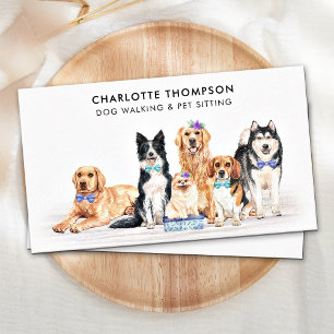 Dog Walker Pet Sitter Dog Groomer Waterverf Visitekaartje