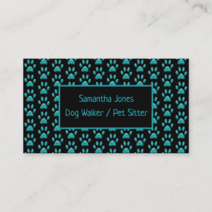 Dog Walker Pet Sitting Services Black Blauwgroen P Visitekaartje