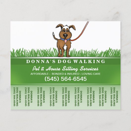 Dog Walker & Pet Sitting Tear Off Flyer 5.6 x 4.5 (Voorkant)