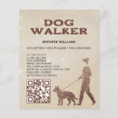 Dog Walker Pink Gold Glitter QR Code Pet Services Flyer (Achterkant)
