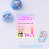 Dog Walker Pink Gold Glitter QR Code Pet Services Flyer (Enkel)
