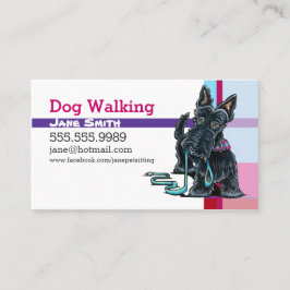 Dog Walker Scottie Pink Paars Pset Visitekaartje