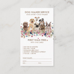 Dog Walker Service Free gift name Visitekaartje