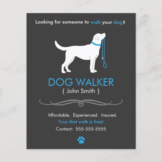 Dog Walker Walker Business Flyer Sjabloon Small (Voorkant)