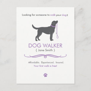 Dog Walker Walker Business Postcard Adverteren Briefkaart