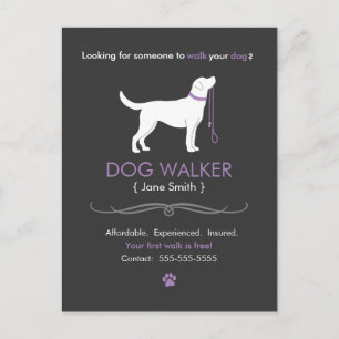 Dog Walker Walker Business Postcard Adverteren Briefkaart