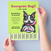 Dog Walker Walking Boston Tear Sheet Flyer (Hand)