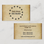 Dog Walker Walking Pet Sitting Services Business Visitekaartje (Voorkant / Achterkant)