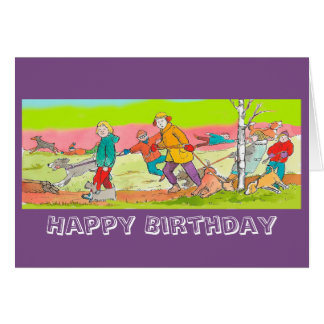 Dog walkers Birthday-hondenkaart