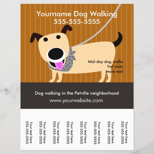 Dog Walker's flyer met afscheurende labels (Voorkant)