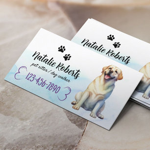 Dog Walking & Pet Sitter Happy Labrador Waterverf Visitekaartje