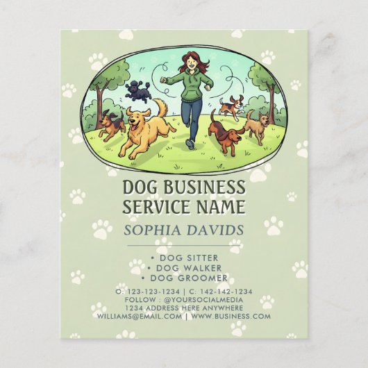 Dog Walking Pet Sitting Custom Flyer (Voorkant)
