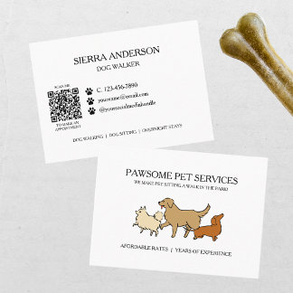 Dog Walking Pet Sitting QR Code Visitekaartje