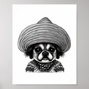 dog wearing hat original color poster