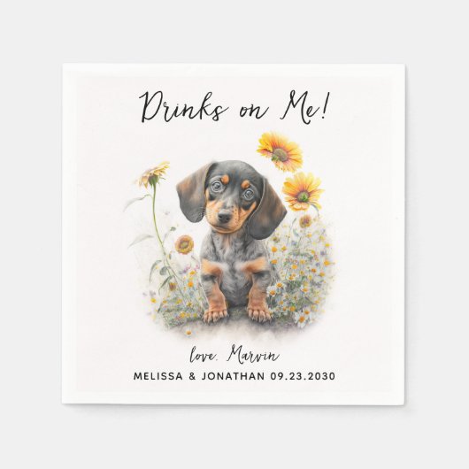 Dog Wedding Cocktail Servet (Voorkant)