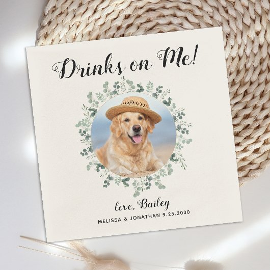 Dog Wedding Custom Cocktail Servet