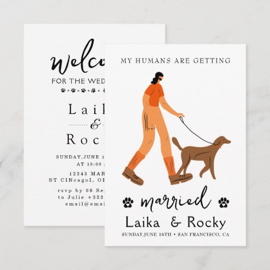 Dog Wedding Invitation (Devant / Derrière)