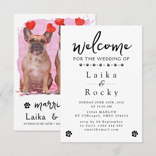 Dog Wedding Invitation (Devant / Derrière)