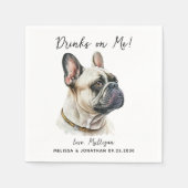 Dog Wedding Personalized French Bulldog Cocktail Servet (Voorkant)