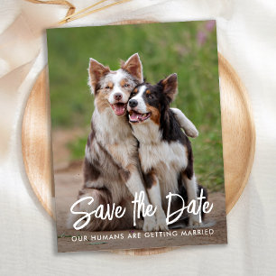 Dog Wedding Personalized Pet Photo Save the Date Aankondigingskaart