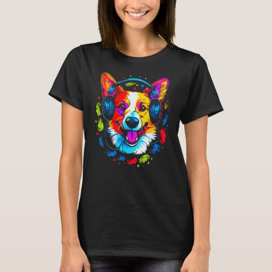 Dog Welsh Corgi DJ T-shirt (Voorkant)