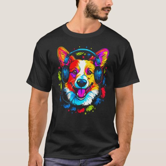 Dog Welsh Corgi DJ T-shirt (Voorkant)